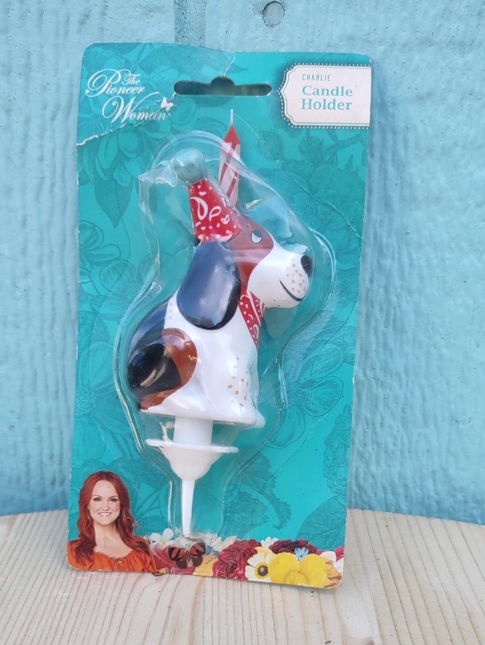 The Pioneer Woman Charlie Dog Candle Holder - White, Brown, Black & Red
